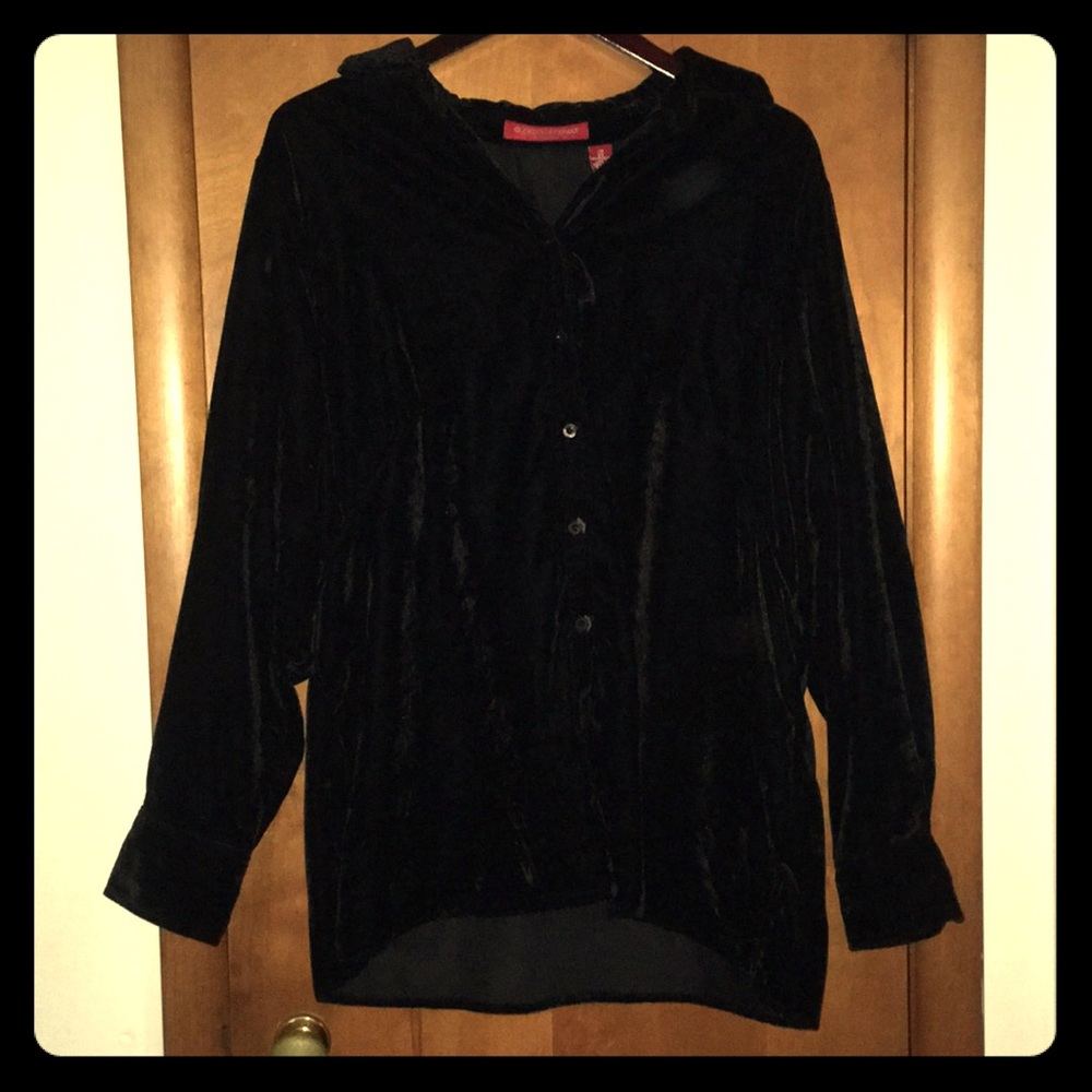 Black Velvet Button-Up